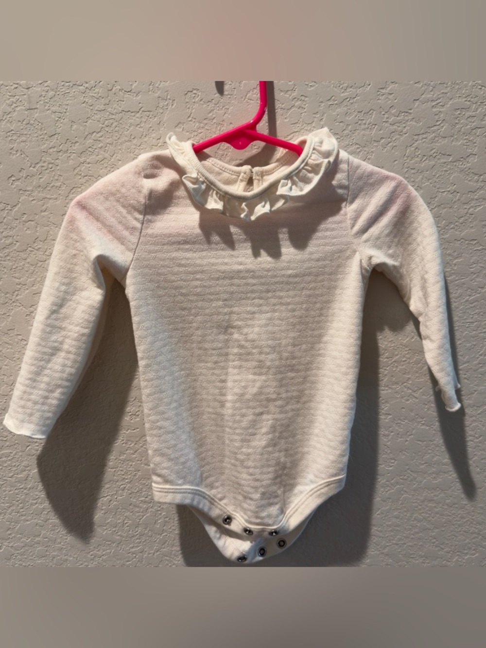 Garanimals Cream Long-Sleeve Ruffle Collar Bodysuit